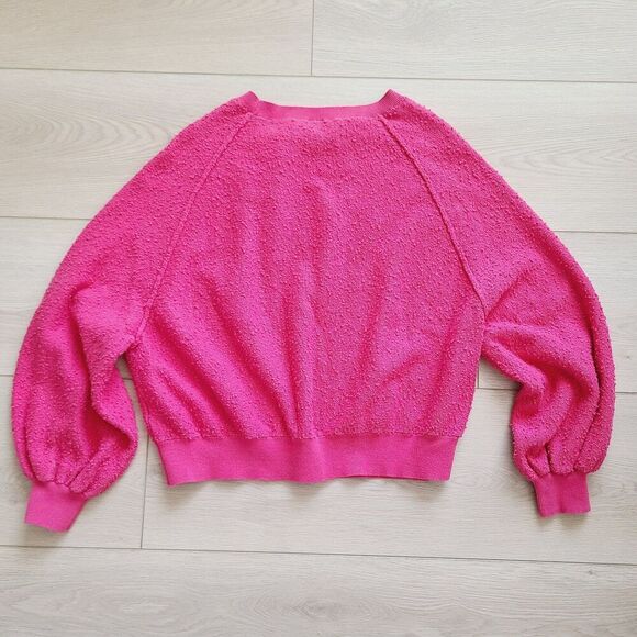 Free People Found My Friend Pullover S Pink Pebbled Textured Dolan Sleeve... - Picture 5 of 8